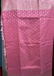Beautiful Pink Silk Saree with Tassels and blouse