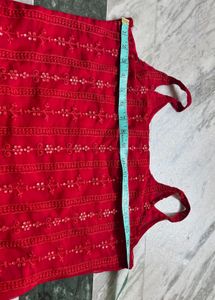 Red Embroidered Kurta