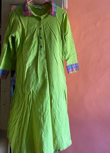 Pure cotton kurta, Brand Max, Size - S, Color - Parrot Green,