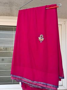 Vibrant Pink Embroidered Saree