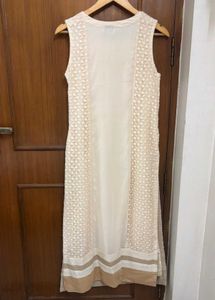 Cream Kurta with Intricate Neckline