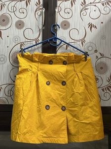 Yellow Double Button Skirt