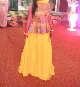 Yellow Lehenga with Peplum Top