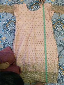 Elegant Peach Sequin and Kalabattu Kurta Set
