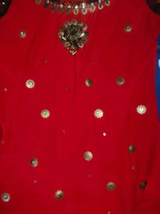 Stunning Red Embroidered  Suit Set without dupatta
