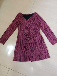 Pink Shimmer Wrap Mini Dress