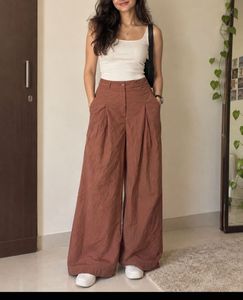 Brown Wide-Leg Jeans