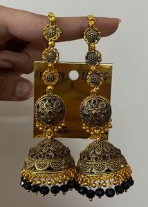 Exquisite Golden Jhumka Earrings