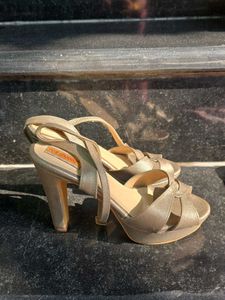 Elegant Gold Strappy Platform Heels