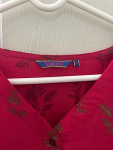 Pink Floral Tiered Kurta Dress