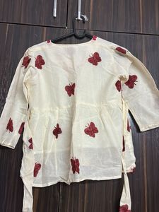 Cream Kurta with Butterfly Embroidery