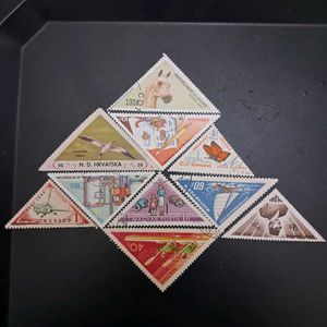 10 Vintage Triangular Stamp Collection