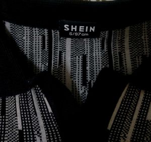 SHEIN Knit Pattern Polo Shirt | Black &amp; Grey | 100