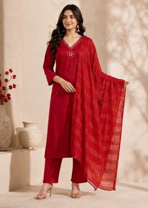 Beutiful red kurta set🌼