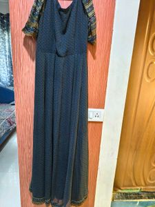 Elegant Blue Printed Maxi Dress