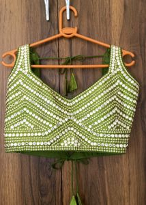 olive green blouse & duppata
