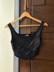 Black Faux Leather Corset Top