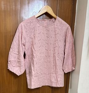 Broderie Anglaise Pink Top