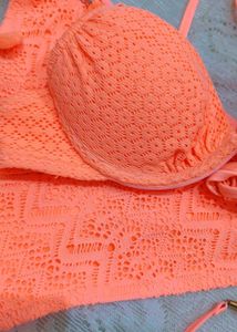 Coral Crochet Bikini Set