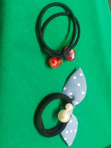 Set of hair clips plus bands with bow and crystals