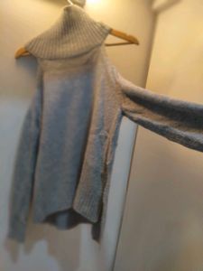 Gray Cold Shoulder Sweater