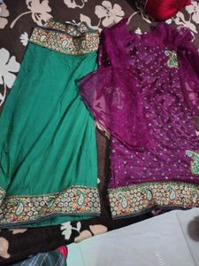 wine full flare plazzo suit dupatta