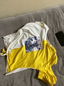 Yellow and White Color Top