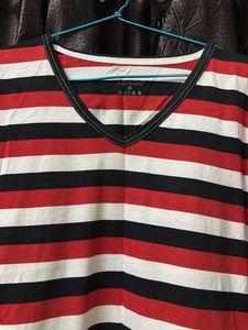 Striped V-Neck Casual T-shirt
