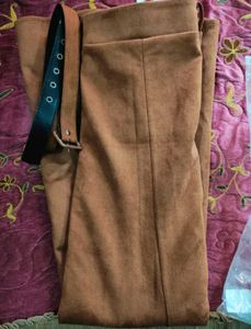 Brown Midi Skirt with Belt