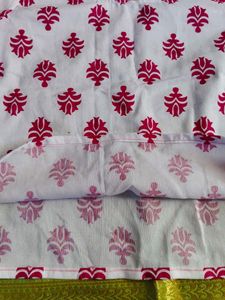 White &amp; Pink Block Print Blouse