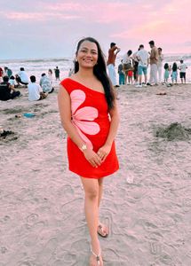 Vibrant Red Floral Mini Dress