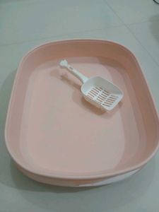 Pink Cat Litter Box with Scoop