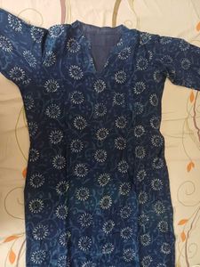 Blue Block Print Cotton 3 piece SALWAR