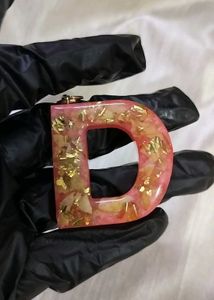 Resin Letter 'D' Keychain