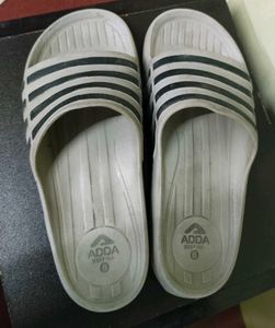 ADDA White &amp; Black Slides/Slippers |Used Condition