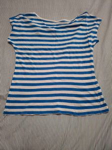 Blue &amp; White Striped T-Shirt with Star Detail