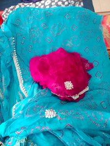 New unused navratri bandhani Saree with blo