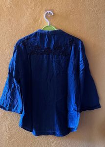 Blue Denim Embroidered Top