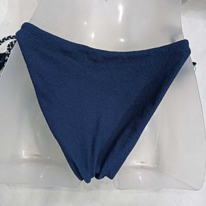 Navy Blue ❤️‍🔥Textured Bikini Bottom with Tie Sid