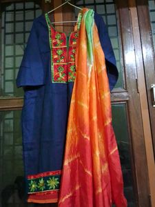 Embroidered Blue Kurta salwar and Dupatta