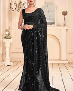 Elegant Black Sequined Saree🖤🔥