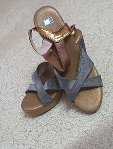 Metallic Bronze Platform Sandals - Size 10