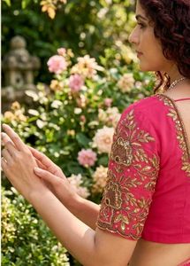 Embroidered Rust Saree