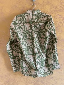 Women Mint Green Floral Block Print Shirt