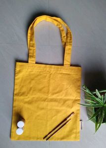 ellow Tote Bag with Fish Print (PURE HANDMADE 🤌�