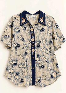 Women's Floral Print Button-Up Top