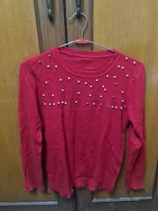 Red Beaded Sweater