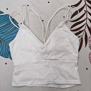 White Spaghetti Strap Crop Top