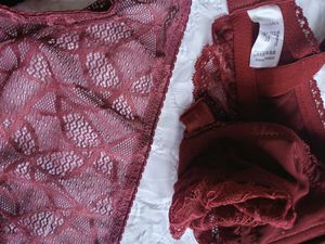 Maroon Lace Lingerie Set
