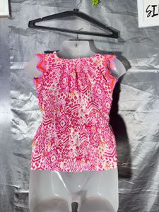 Vibrant Pink Geometric Print Peplum Top